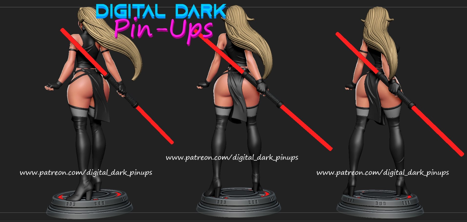 Sith Girl, mit Lichtschwert, Star Wars, sexy Pin Up, Figur, 3D Druck, UNBEMALT - Image 3
