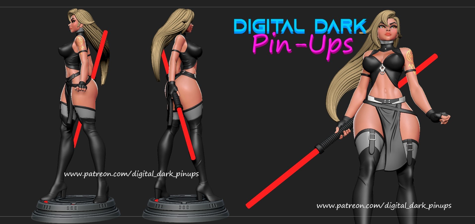 Sith Girl, mit Lichtschwert, Star Wars, sexy Pin Up, Figur, 3D Druck, UNBEMALT - Image 7