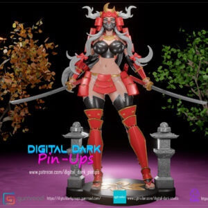 Samurai Girl, mit Schwertern, sexy Pin Up, Figur, 3D Druck, UNBEMALT