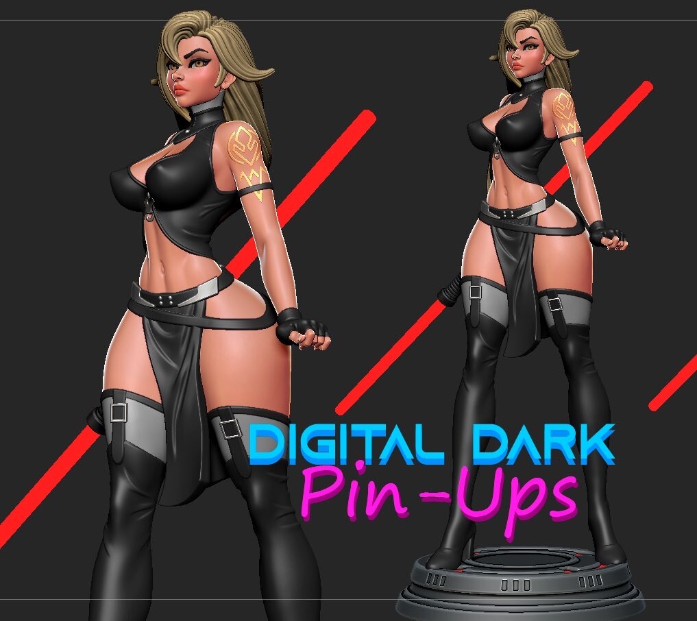 Sith Girl, mit Lichtschwert, Star Wars, sexy Pin Up, Figur, 3D Druck, UNBEMALT - Image 8