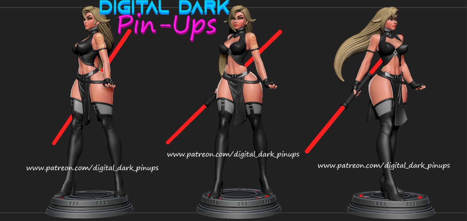 Sith Girl, mit Lichtschwert, Star Wars, sexy Pin Up, Figur, 3D Druck, UNBEMALT - Image 2