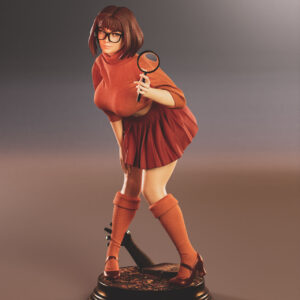 Velma Dinkley, mit Lupe, Scooby-Doo, sexy Pin Up, Figur, 3D Druck, UNBEMALT