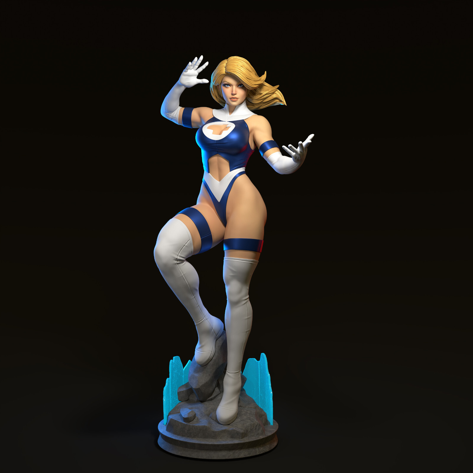 Sue Storm, Fantastic 4, Marvel, 3D Druck, Fan Art, sexy Pin-Up, Figur, UNBEMALT