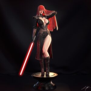 Visas Marr, Star Wars, Dunkle Jedi, sexy Pin-Up, Figur, 3D Druck, UNBEMALT